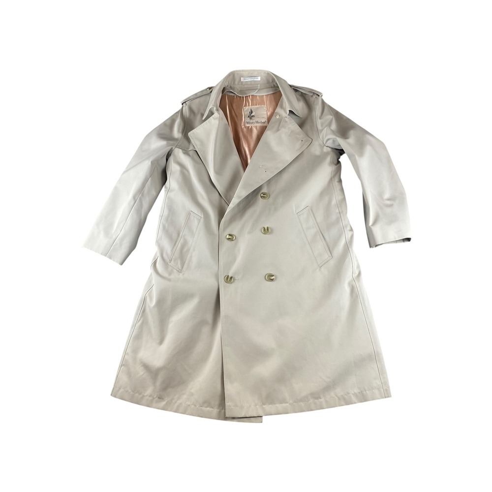 VTG Misty Harbor Mens 42 Reg Vintage Trench Coat Tan Beige Double Breasted Lined